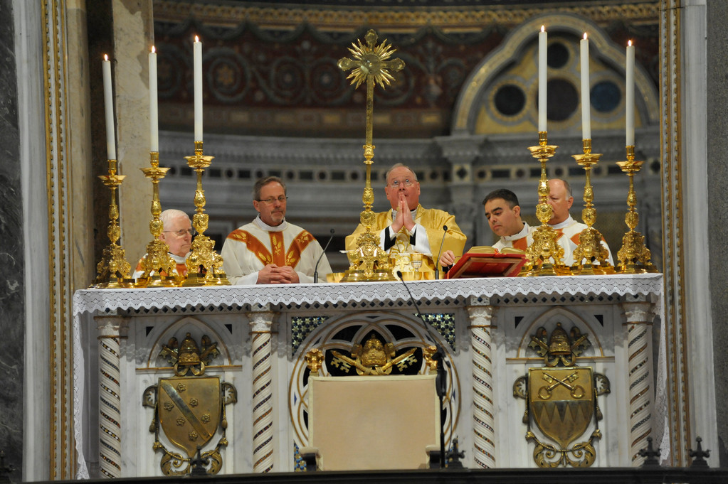 Feb15, 2012 Archbishop Timothy Dolan ofers first Mass for pilgrims at St John Lateran in Rome, Italy.