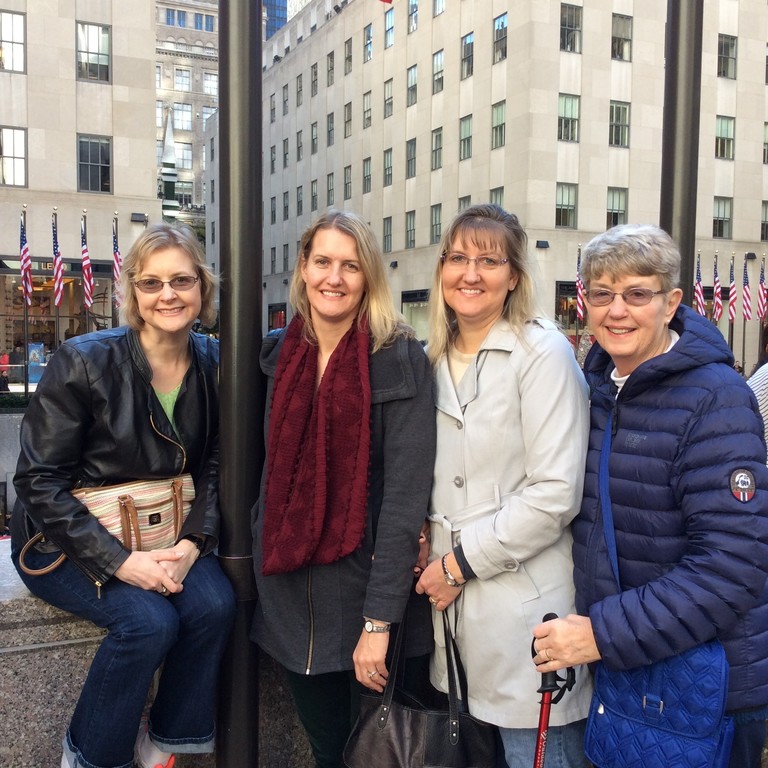 Dorothy Bisek, far right, tours Manhattan on Nov. 11 with her daughters, from left, Anne Bisek, Cindy Burnham in red scarf and Nancy Kleespies. The next day, Mrs. Bisek went into sudden cardiac arrest at St. Patrick’s Cathedral and survived