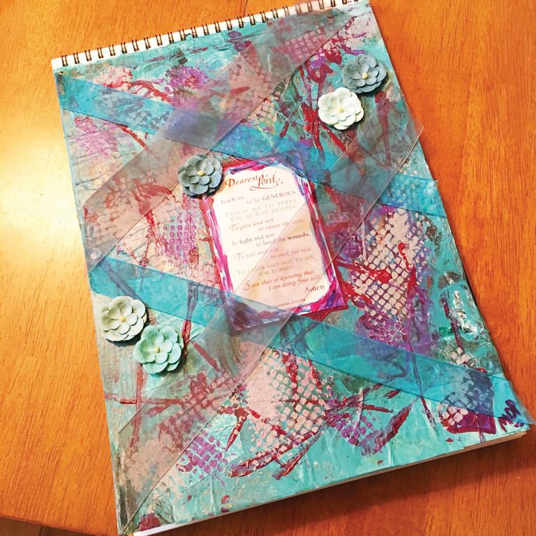 ART—A mixed media piece from the painting journal of Mary DeTurris Poust.