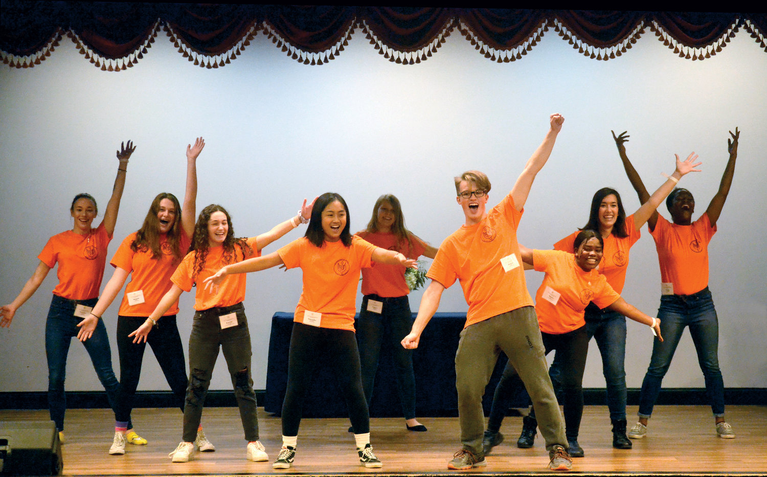 The outgoing and incoming board members perform a dance to open the 58th annual Pallottine Teenage Federation Conference at Honor’s Haven Resort and Spa in Ellenville Dec. 6.