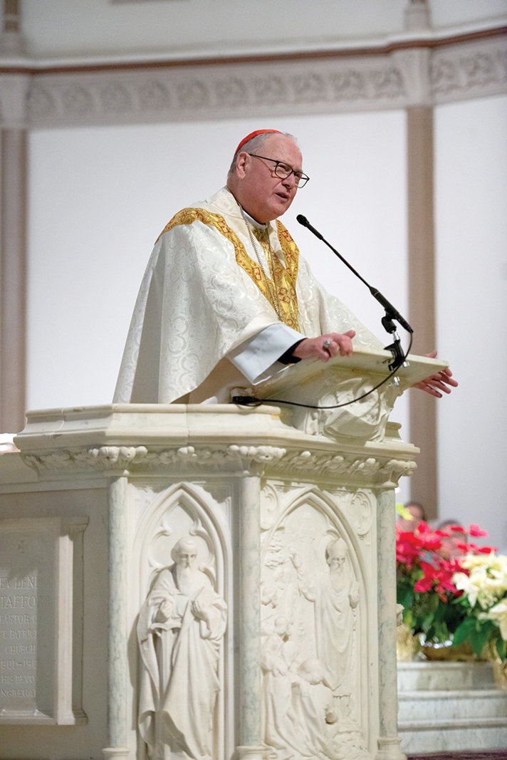 Cardinal Dolan preaches at the Mass he offered for New Yorkers at St. Patrick’s Church in Washington, D.C., on the morning of Jan. 24.