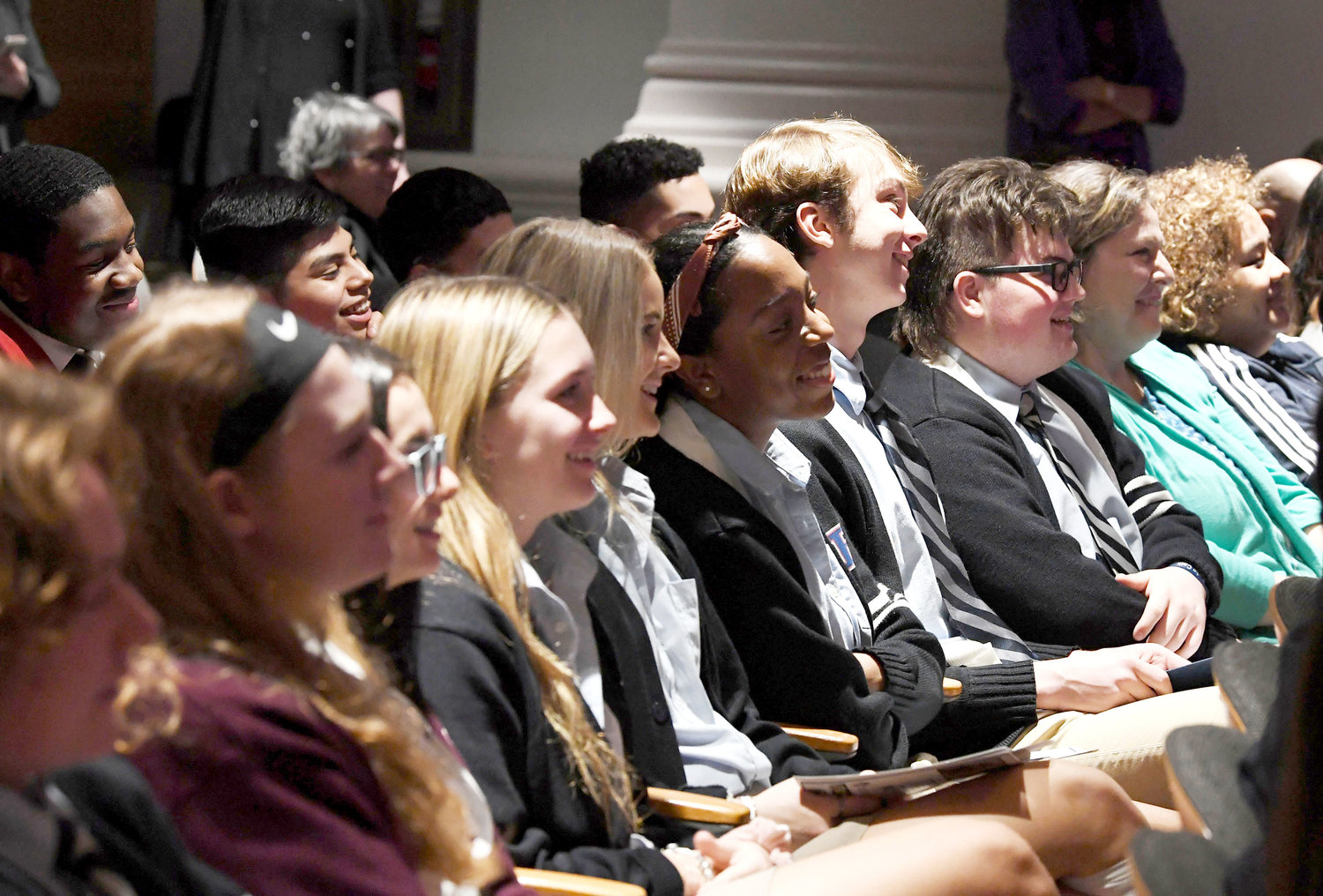 EAGER LEADERS—Catholic high school peers listen to speakers at the fourth annual Student Leadership Conference, “The Culture of Encounter: A Catholic Lens,” March 12 at the Sheen Center for Thought and Culture in lower Manhattan.
