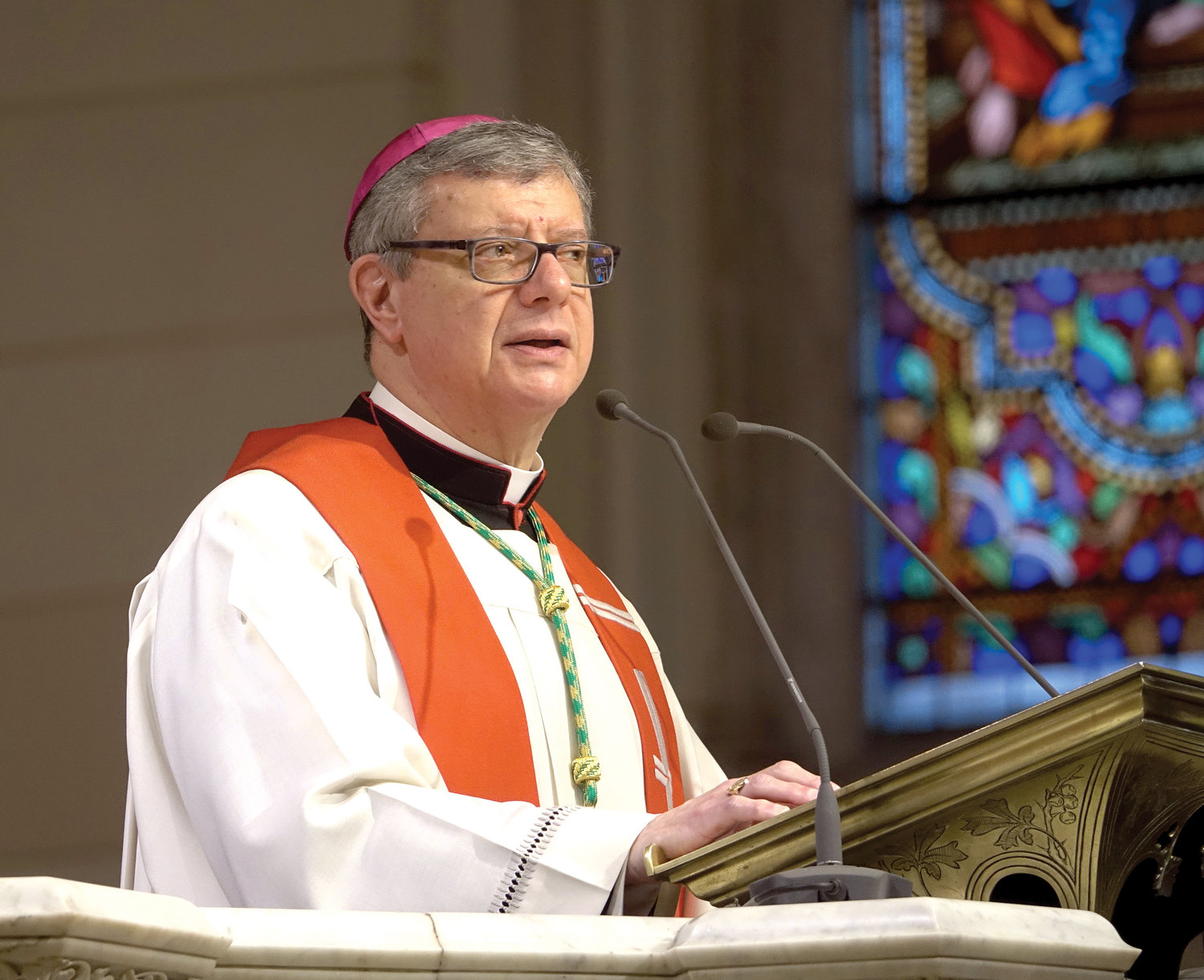 Bishop Gerardo Colacicco delivers the Meditations on the Seven Last Words of Christ on the Cross at the cathedral on Good Friday during the Three Hours’ Reflection on the Passion and Death of Jesus Christ.