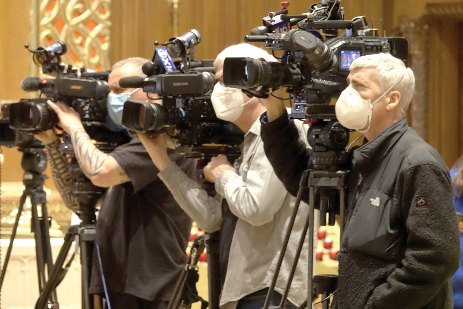 The Faith Forward reopening plan for the 288 parish churches in the archdiocese brought many television news cameras to Our Saviour Church on Park Avenue in Manhattan May 21.
