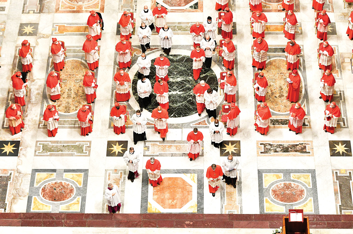NEW CARDINALS—New cardinals arrive in procession at a consistory led by Pope Francis for the creation of 13 new cardinals in St. Peter's Basilica at the Vatican Nov. 28.