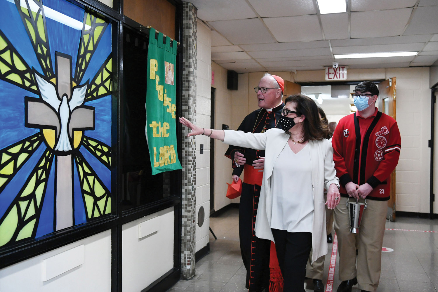 Gina DeSantis, president and principal, leads a school tour.
