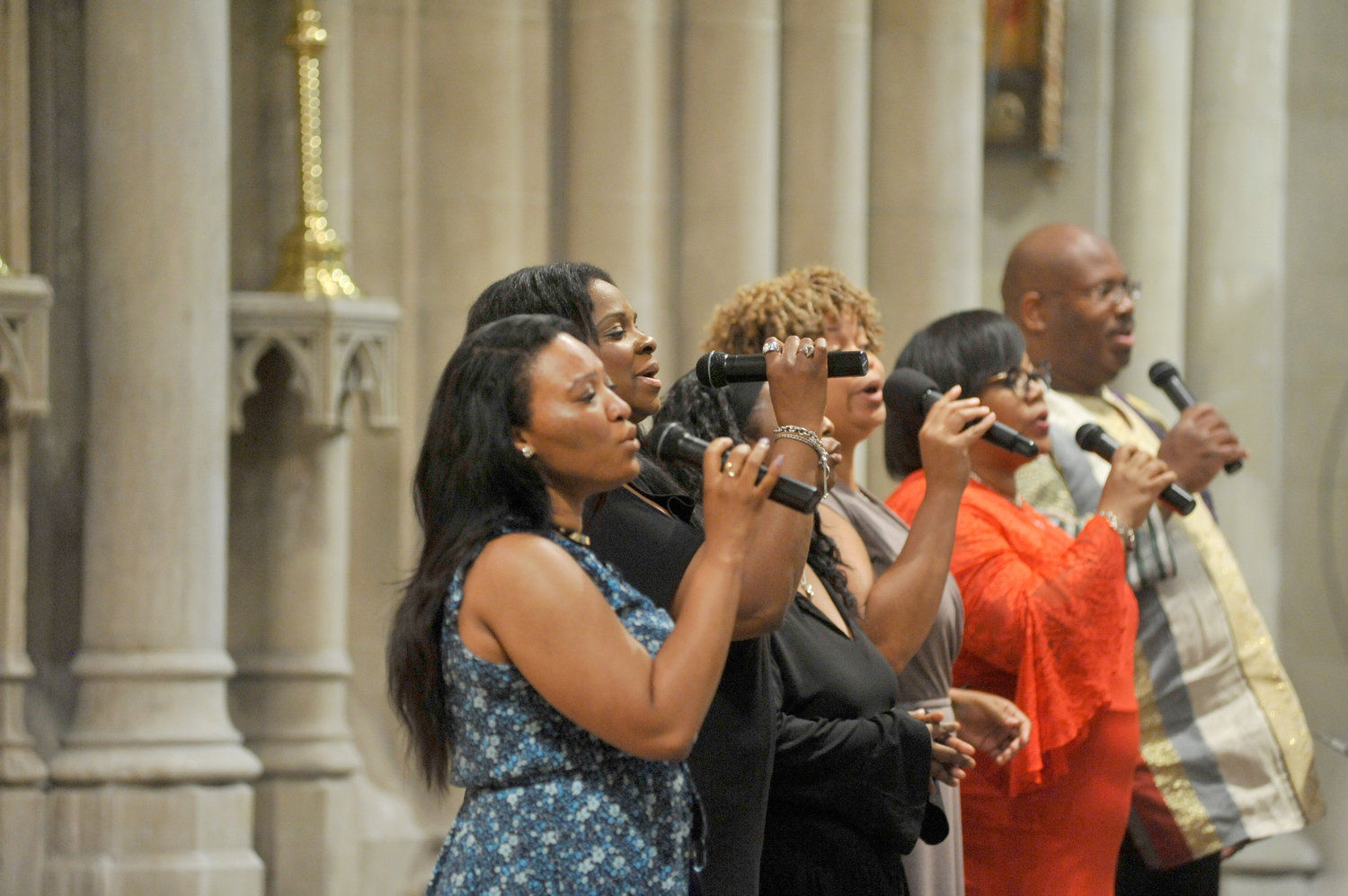 The parish’s Gospel choir sings at Mass.
