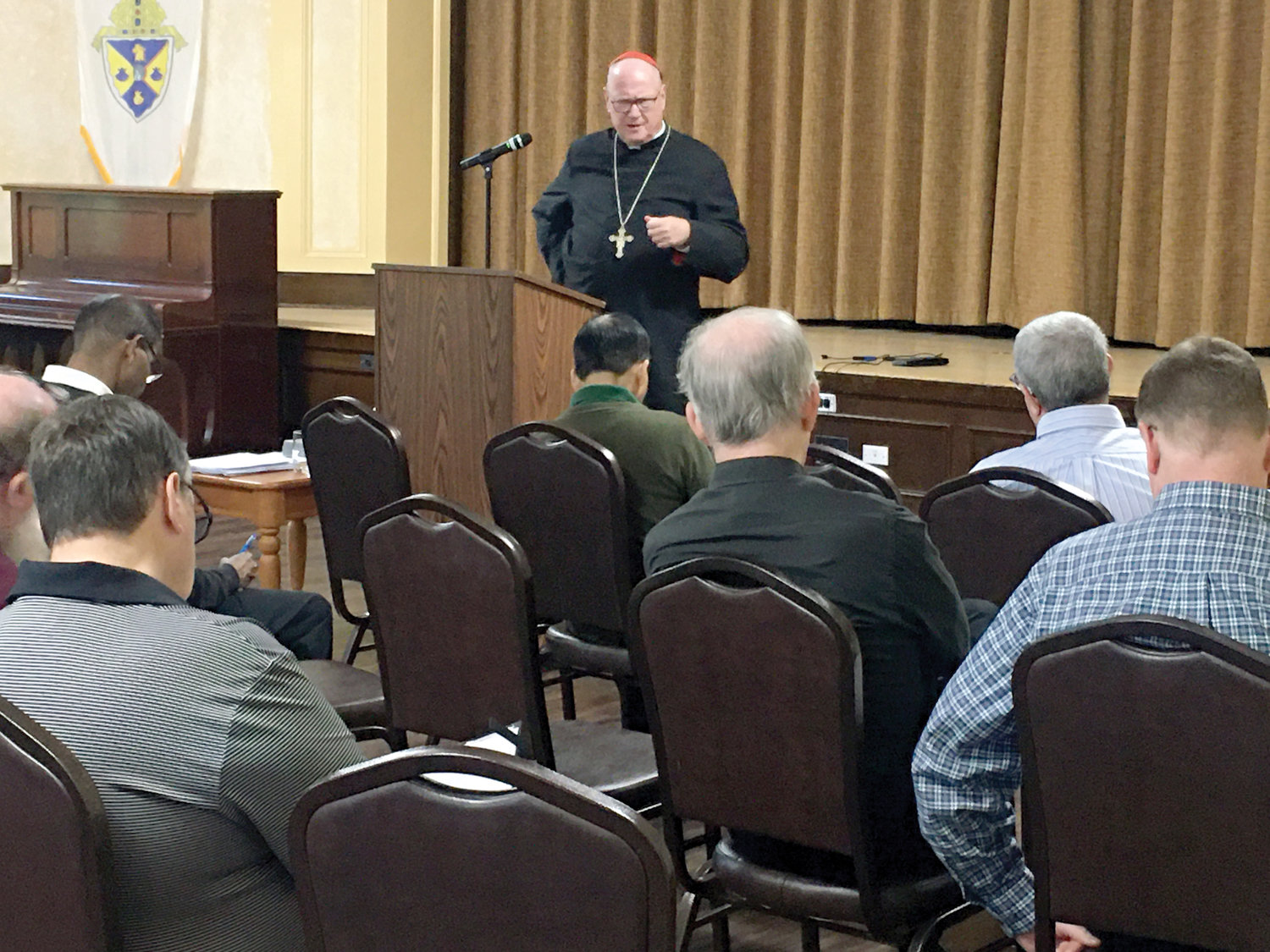 The cardinal delivers his morning conference that day on Jesus’ call to St. Peter to “Cast out to the deep!” (Lk 5:4-11). A total of 115 priests attended the Oct. 4-8 retreat led by Cardinal Dolan.