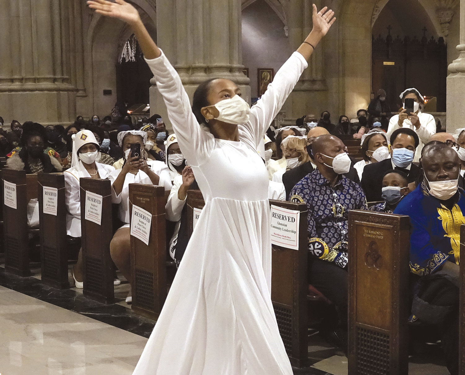 Nevaeh Blake, 14, ministers in dance during the annual Black History Month Mass at St. Patrick’s Cathedral Feb. 6.