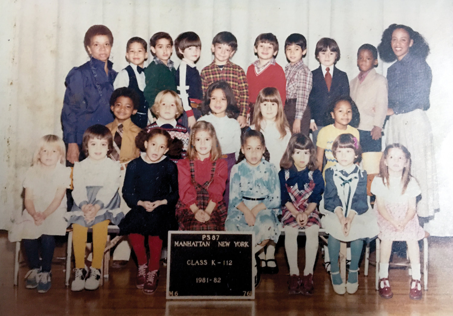 Near top left Joseph cuts a handsome figure with his kindergarten class at PS 87 in Manhattan.