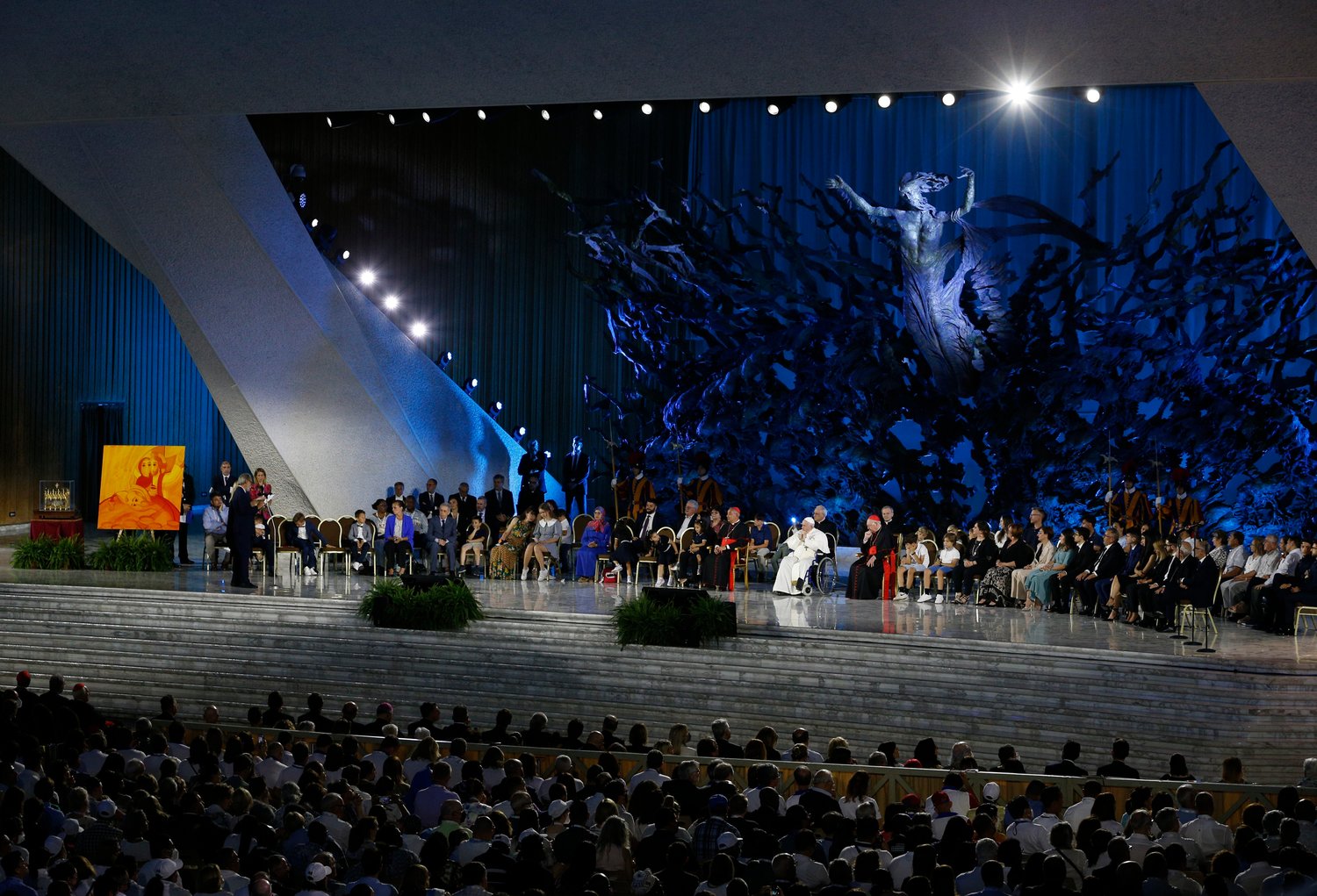 Pope Francis opens the World Meeting of Families in the Paul VI hall at the Vatican June 22. The Festival of Families, an evening of sharing and music, was the opening event of the five-day meeting.