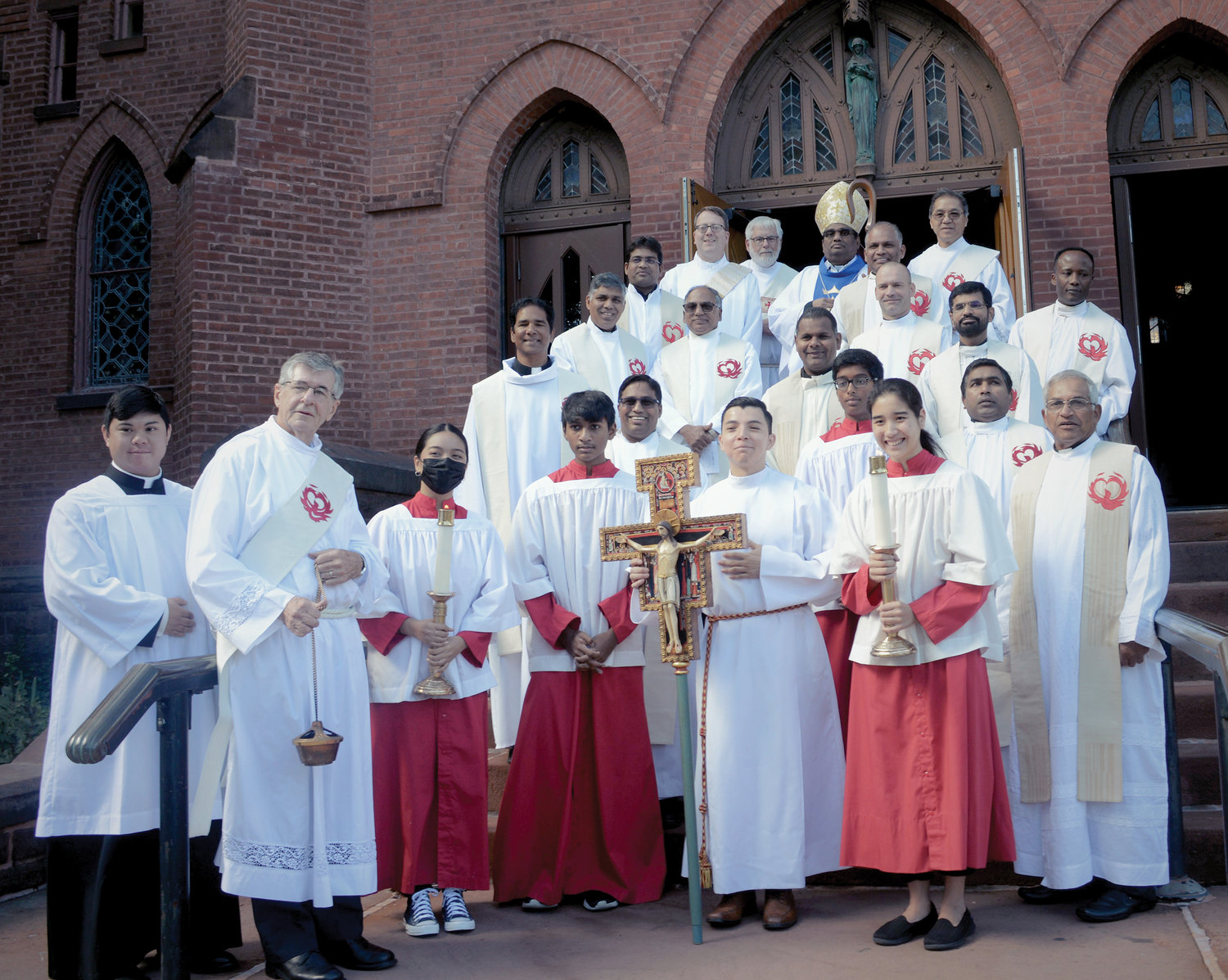 A group photo is taken after Mass.